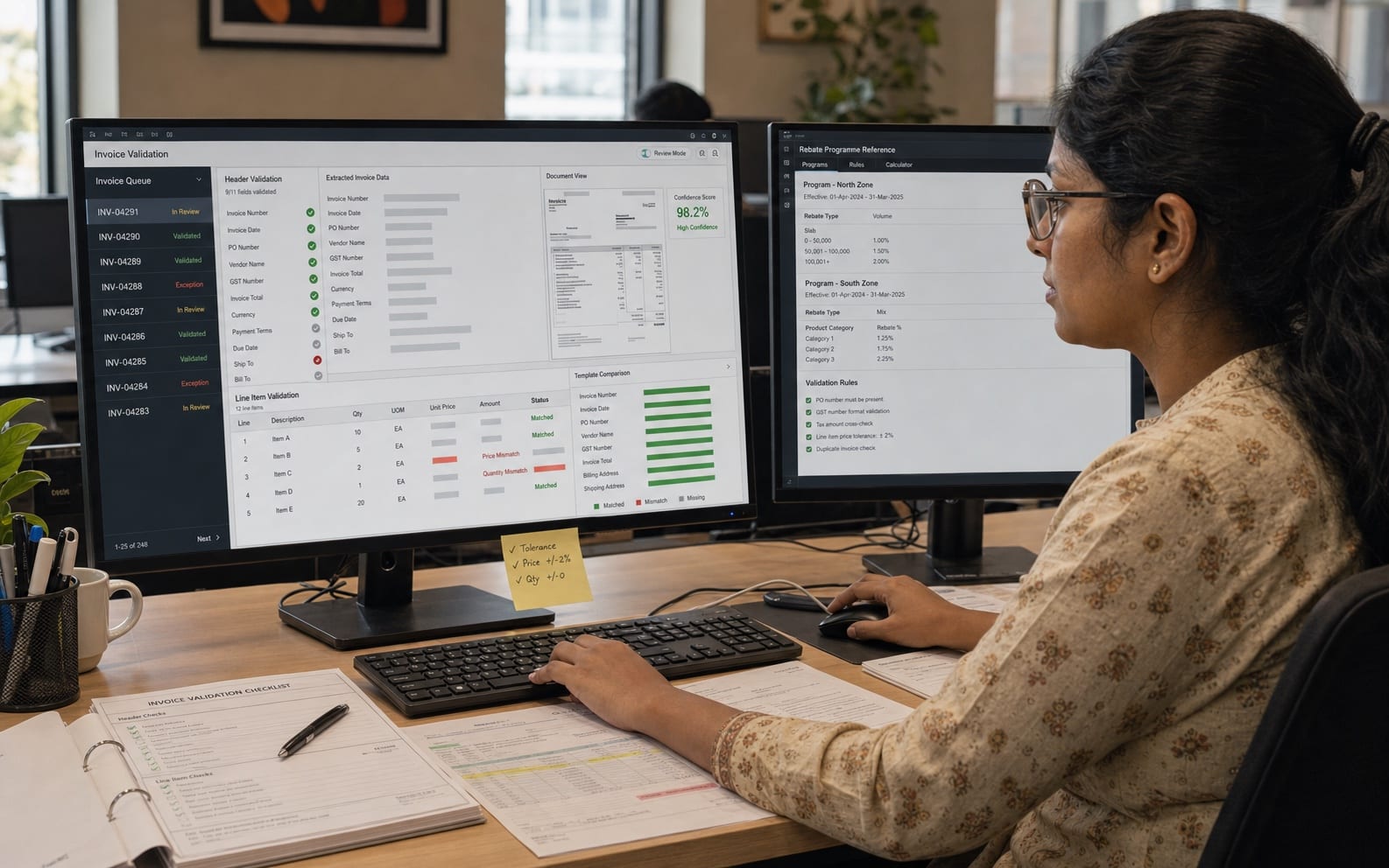Production dashboard showing model validation and performance metrics